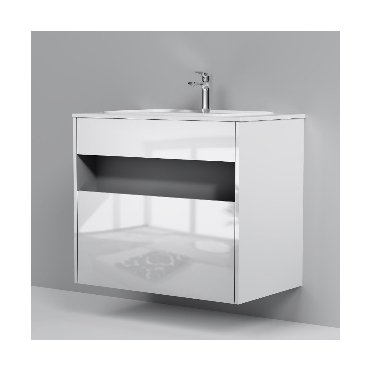 M8FFUX0801WG Func, База с нишей, 1 ящик (pull-out), 80 см, цвет белый глянец