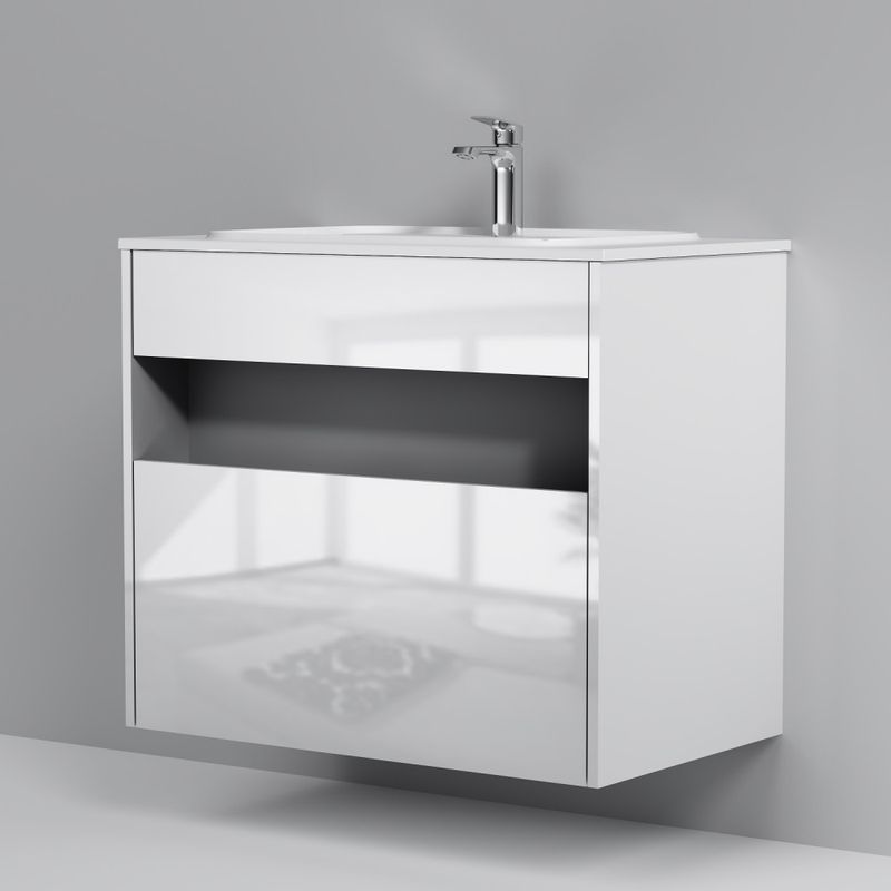 Тумба под раковину AM.PM Func 80 см 1 ящик (pull-out) / M8FFUX0801WG белый глянец