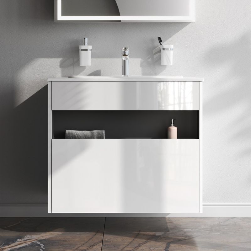 Тумба под раковину AM.PM Func 80 см 1 ящик (pull-out) / M8FFUX0801WG белый глянец