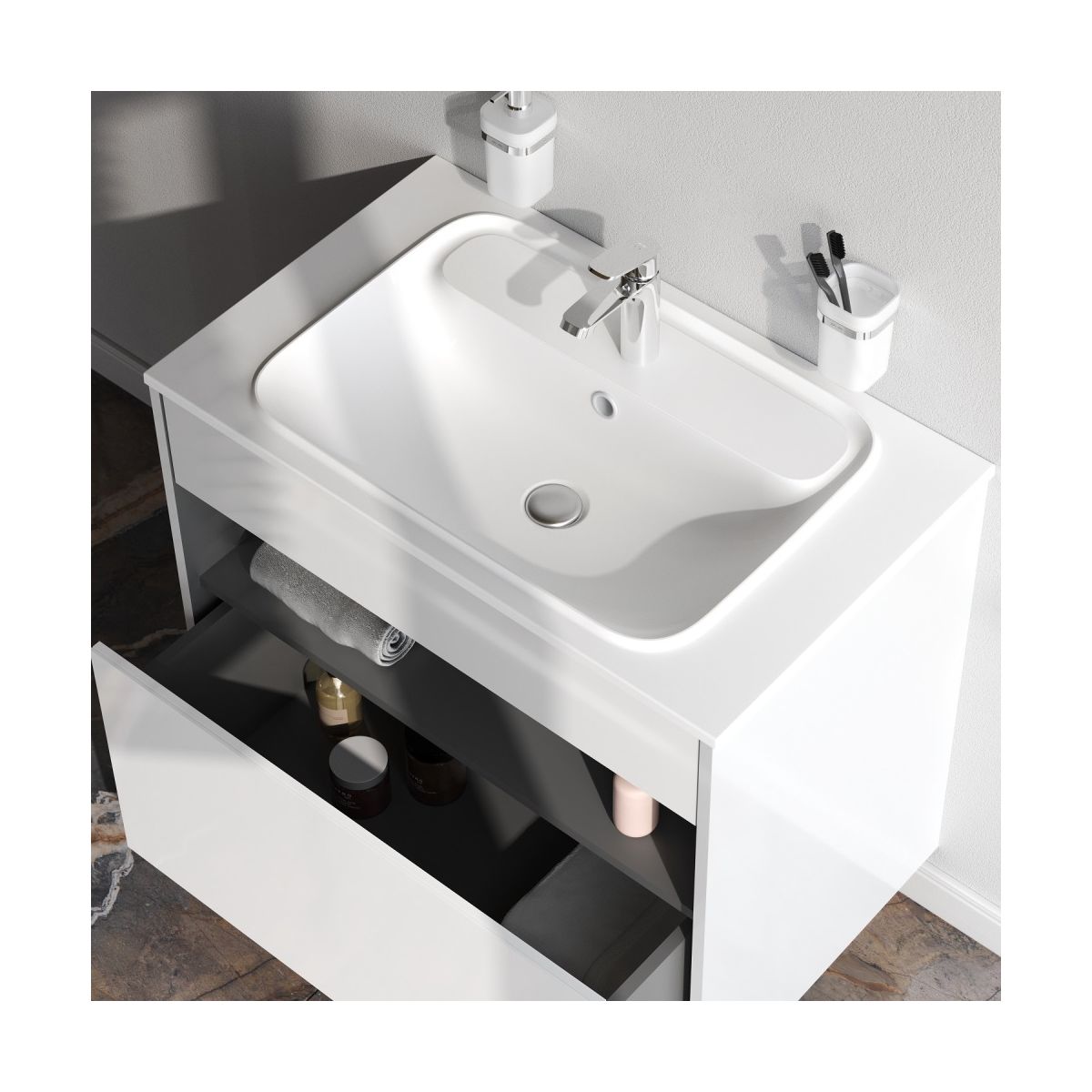 M8FFUX0801WG Func, База с нишей, 1 ящик (pull-out), 80 см, цвет белый глянец
