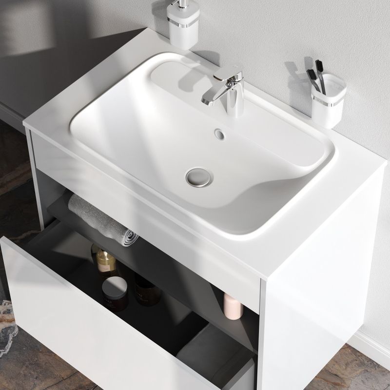 Тумба под раковину AM.PM Func 80 см 1 ящик (pull-out) / M8FFUX0801WG белый глянец