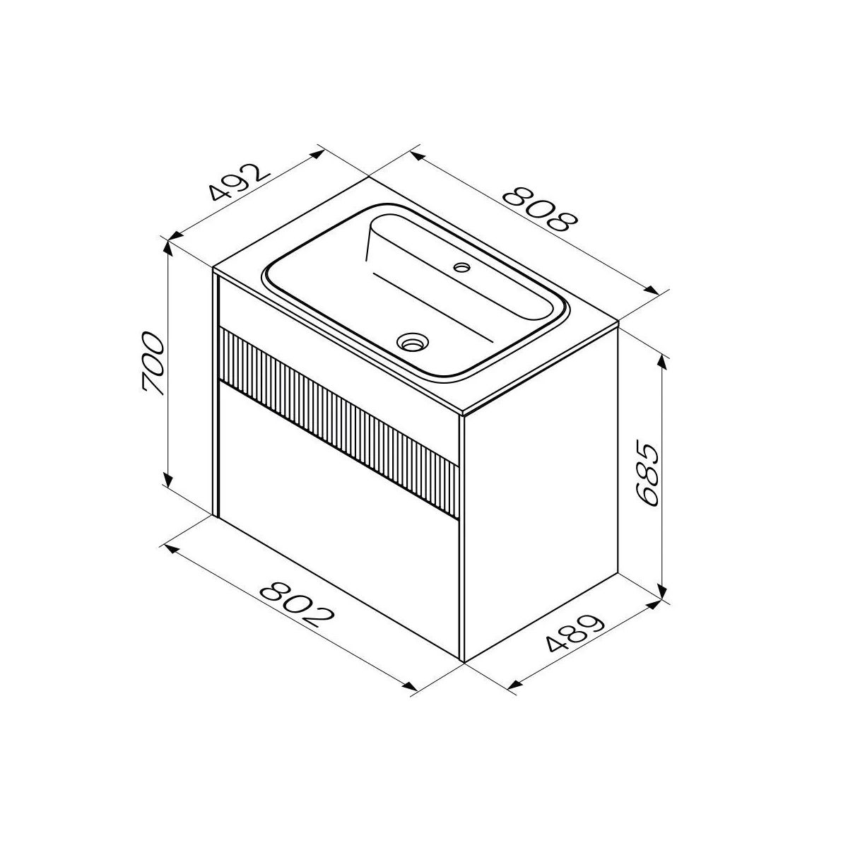 M8FFUX0802WM Func, База 2 ящика (push-to-open), 80 см, цвет белый матовый