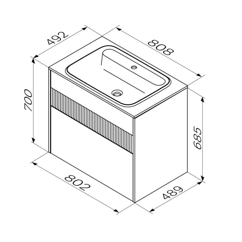 M8FFUX0802WM Func, База 2 ящика (push-to-open), 80 см, цвет белый матовый
