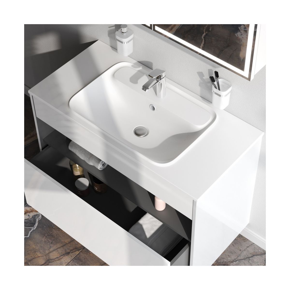 M8FFUX1001WG Func, База с нишей, 1 ящик (pull-out), 100 см, цвет белый глянец