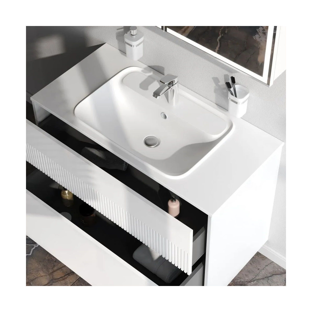M8FFUX1002WM Func, База 2 ящика (push-to-open), 100 см, цвет белый матовый
