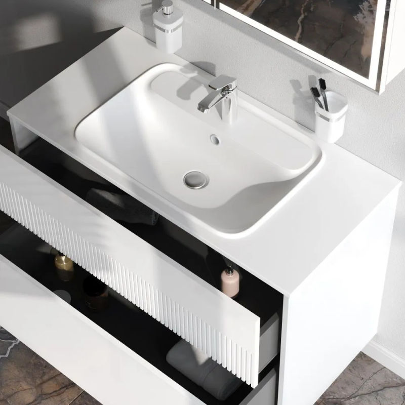 Тумба под раковину AM.PM Func 100 см 2 ящика (push-to-open) / M8FFUX1002WM белый матовый