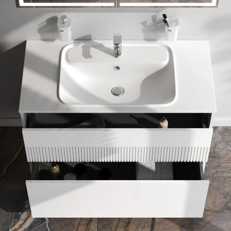 Тумба под раковину AM.PM Func 100 см 2 ящика (push-to-open) / M8FFUX1002WM белый матовый