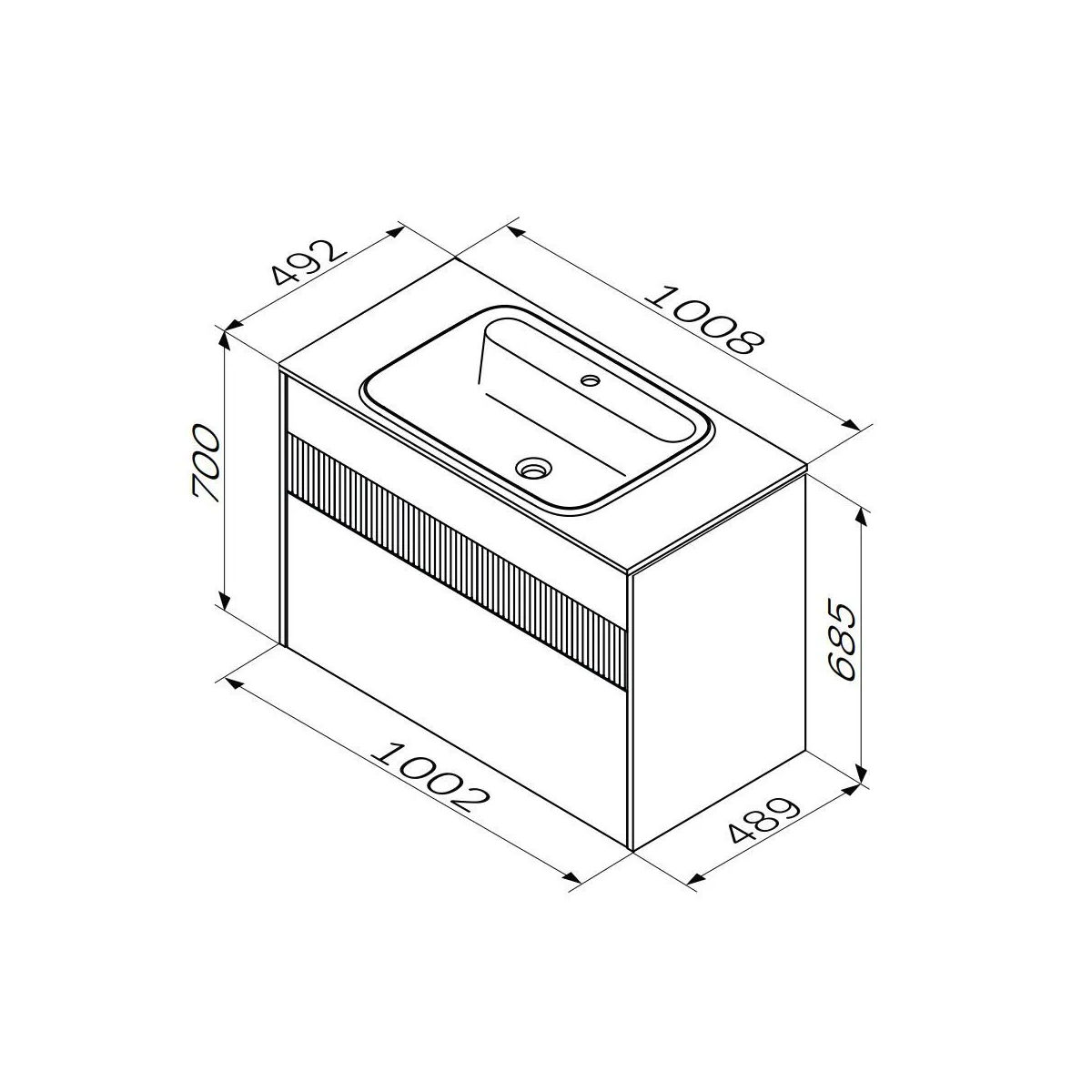 M8FFUX1002WM Func, База 2 ящика (push-to-open), 100 см, цвет белый матовый