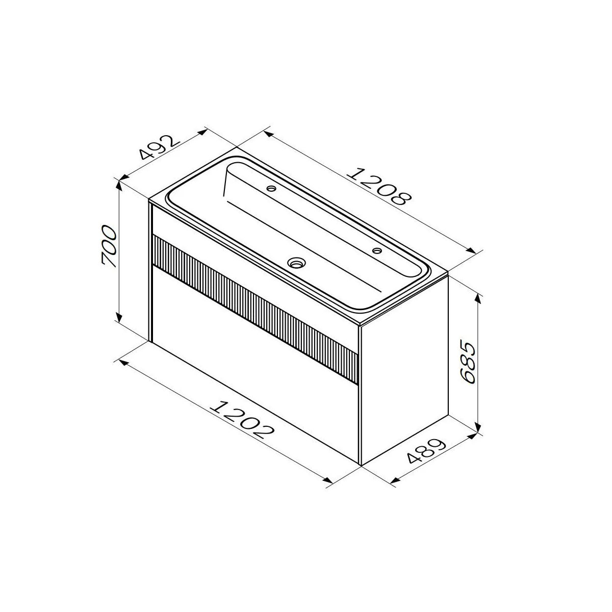 M8FFUX1202WM Func, База 2 ящика (push-to-open), 120 см, цвет белый матовый
