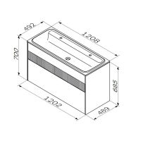 Тумба под раковину AM.PM Func 120 см 2 ящика (push-to-open) / M8FFUX1202WM белый матовый — 9