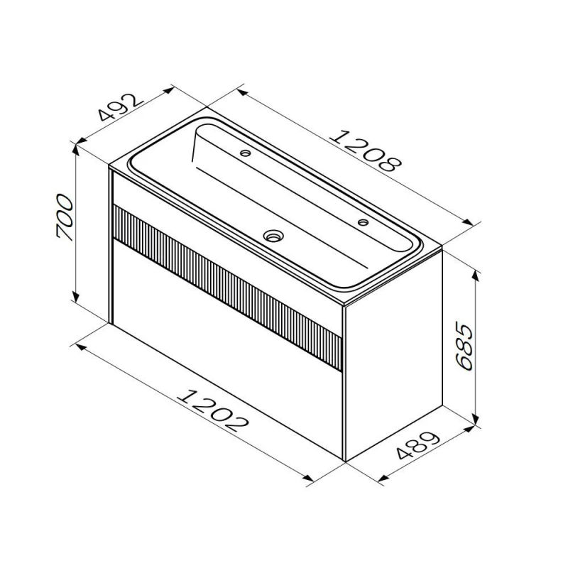 M8FFUX1202WM Func, База 2 ящика (push-to-open), 120 см, цвет белый матовый