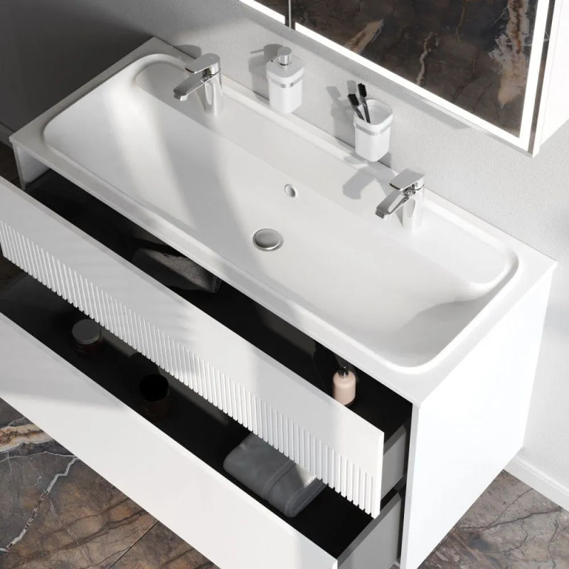 Тумба под раковину AM.PM Func 120 см 2 ящика (push-to-open) / M8FFUX1202WM белый матовый