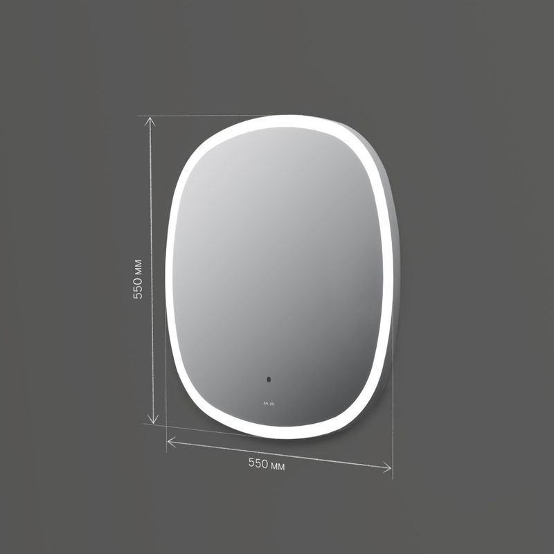 M8FMOX0551WGS Зеркало универсальное с контурной LED-подсветкой, ИК- сенсором, квадрат, 55 см