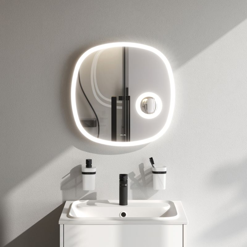 Зеркало AM.PM Func 55×55 см с LED-подсветкой, ИК-сенсором и косметическим зеркалом / M8FMOX0553SA