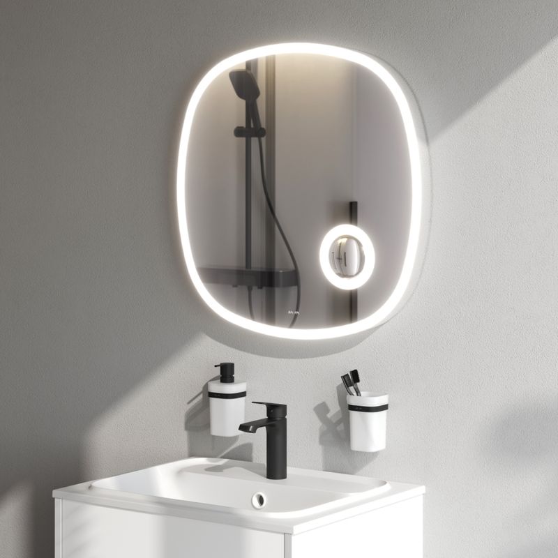 Зеркало AM.PM Func 65×65 см с контурной LED-подсветкой, ИК-сенсором и косметическим зеркалом / M8FMOX0653SA