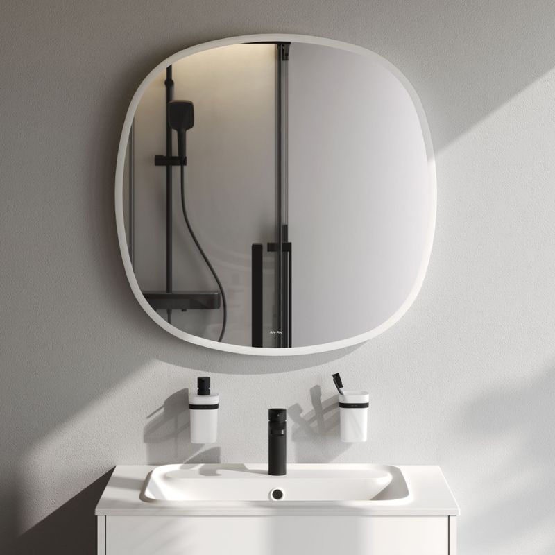 M8FMOX0801WGS Зеркало универсальное с контурной LED-подсветкой, ИК- сенсором, квадрат, 80 см