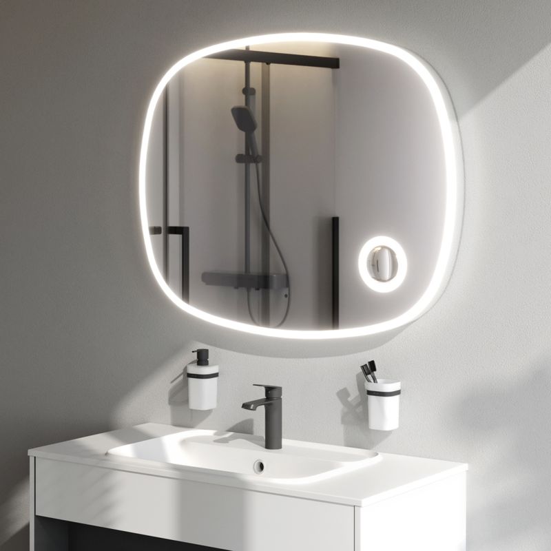 Зеркало AM.PM Func 100×80 см с LED-подсветкой, ИК-сенсором и косметическим зеркалом / M8FMOX1003SA