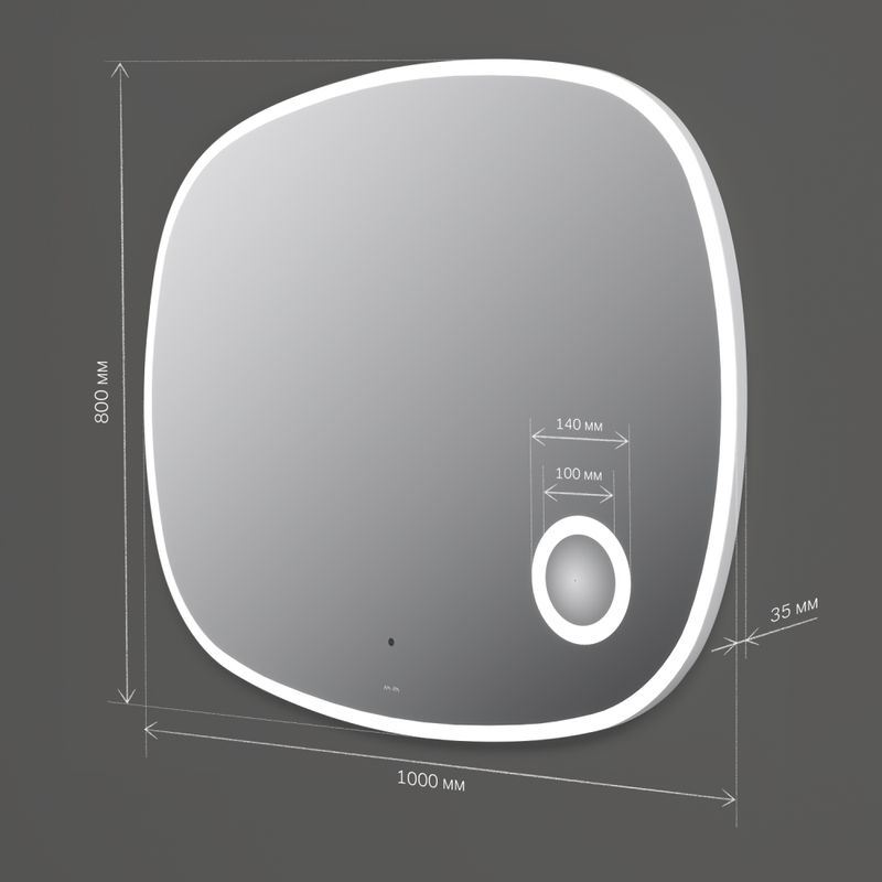 Зеркало AM.PM Func 100×80 см с LED-подсветкой, ИК-сенсором и косметическим зеркалом / M8FMOX1003SA