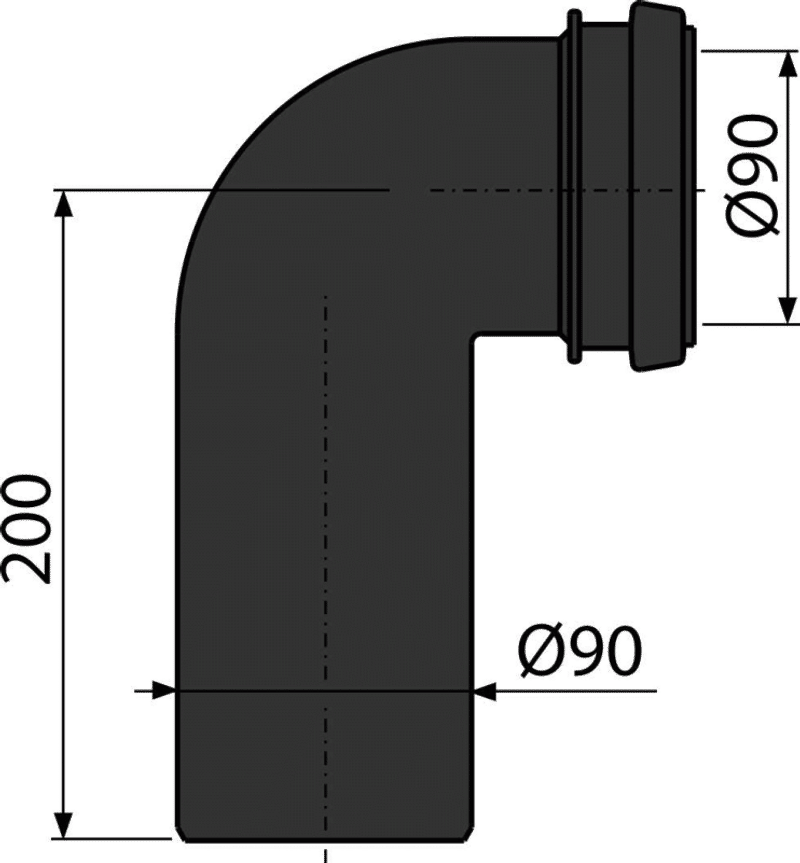 Колено стока, комплект DN90/90 M908