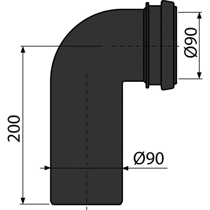 Колено стока, комплект AlcaDrain (AlcaPlast) DN90/90 M908