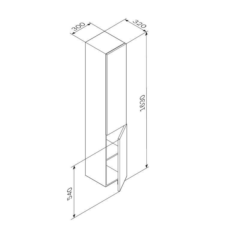 M90CHR0306BM GEM, шкаф-колонна, подвесной, правый, 30 см, двери, push-to-open, цвет: черный матовый