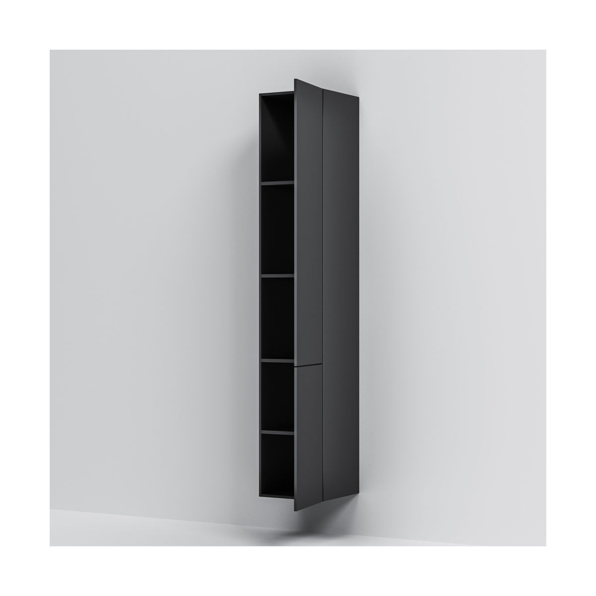 M90CHR0306BM GEM, шкаф-колонна, подвесной, правый, 30 см, двери, push-to-open, цвет: черный матовый