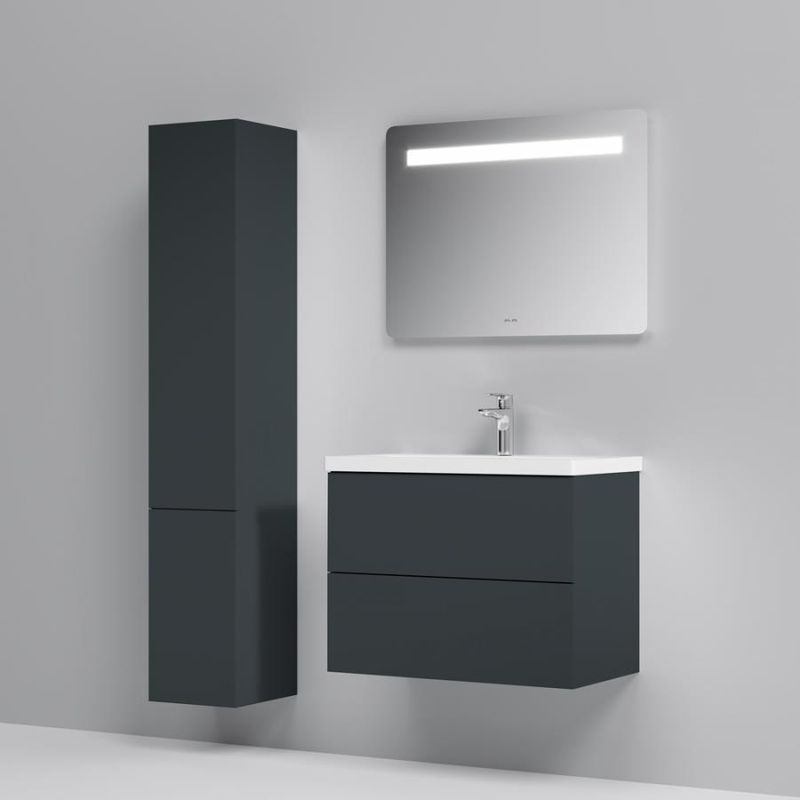 M90CHR0306GM GEM, шкаф-колонна, подвесной, правый, 30 см, двери, push-to-open, графит матовый