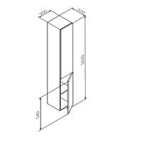 Шкаф-пенал для ванной AM.PM GEM 30 см push-to-open правый / M90CHR0306GM графит матовый — 9