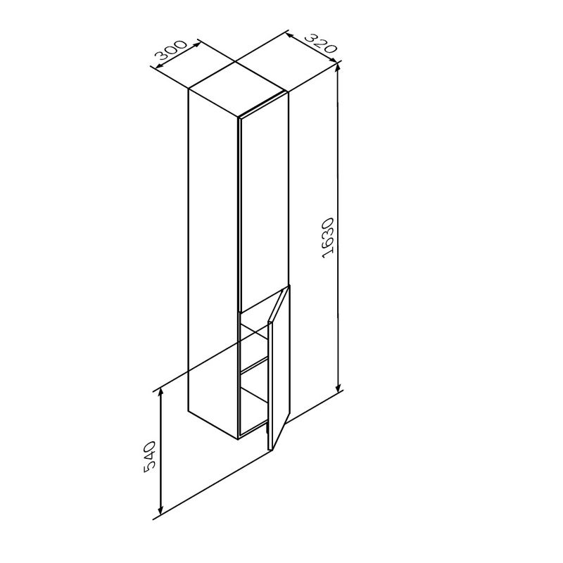 M90CHR0306GM GEM, шкаф-колонна, подвесной, правый, 30 см, двери, push-to-open, графит матовый