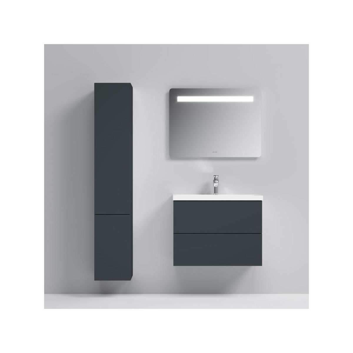 M90CHR0306GM GEM, шкаф-колонна, подвесной, правый, 30 см, двери, push-to-open, графит матовый