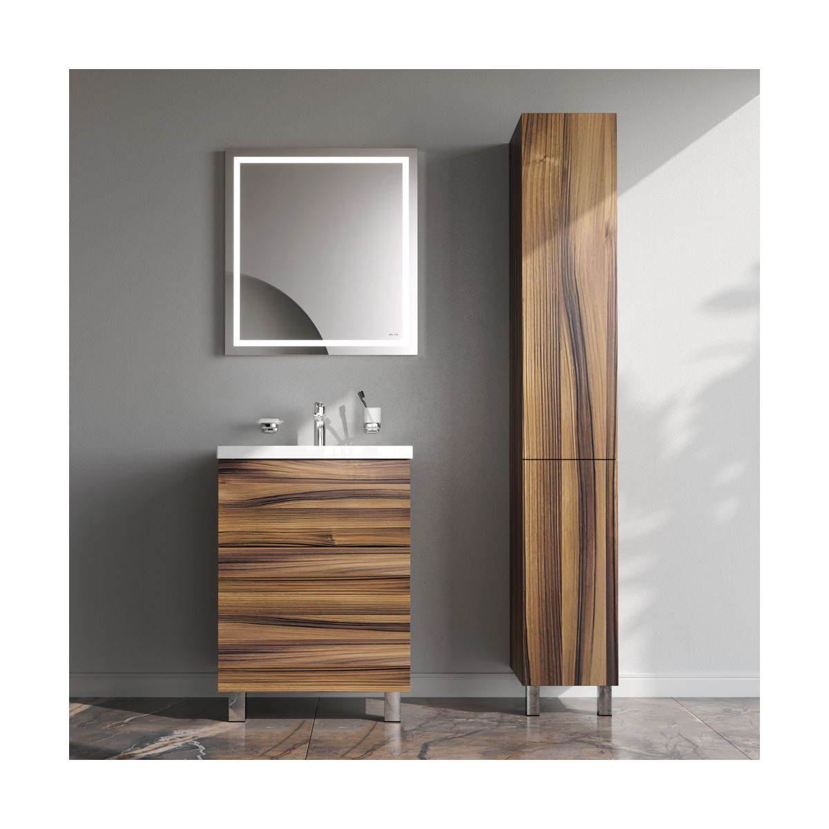 M90CSL0306HF GEM, шкаф-колонна, напольный, левый, 30 см, двери, push-to-open, цвет: орех