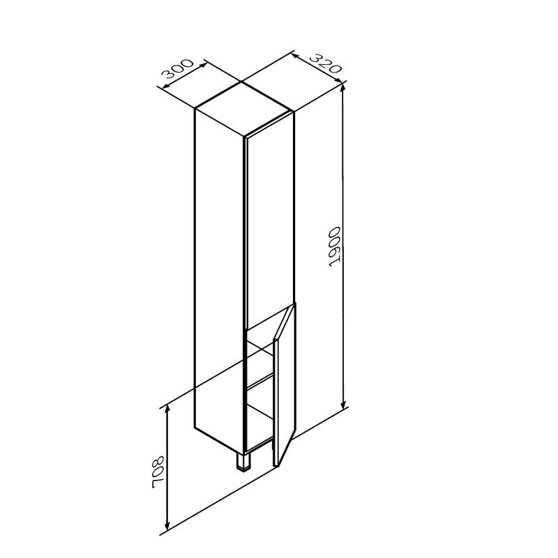 M90CSR0306GM GEM, шкаф-колонна, напольный, правый, 30 см, двери, push-to-open, графит матовый