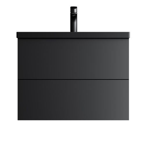Тумба под раковину AM.PM GEM 75 см подвесная 2 ящика (push-to-open) / M90FHX07522BM черный матовый