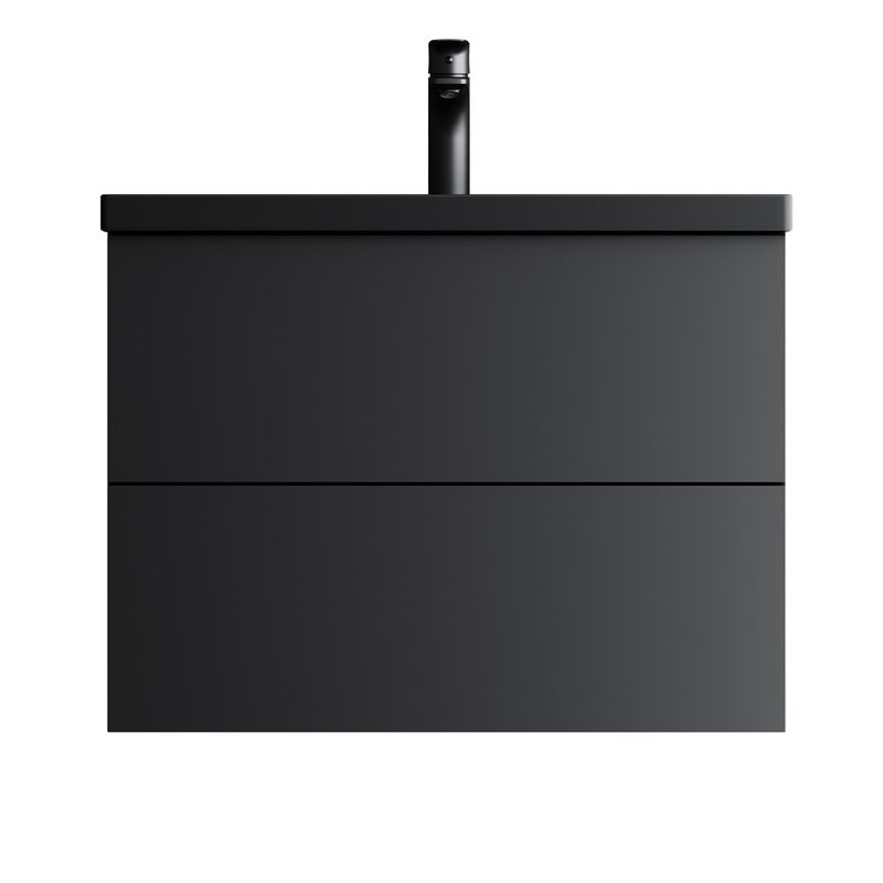 Тумба под раковину AM.PM GEM 75 см подвесная 2 ящика (push-to-open) / M90FHX07522BM черный матовый