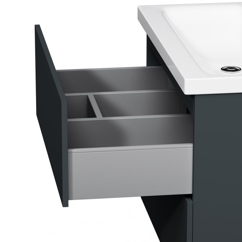 Тумба под раковину AM.PM GEM 75 см подвесная 2 ящика (push-to-open) / M90FHX07522GM графит матовый