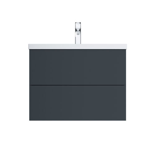 Тумба под раковину AM.PM GEM 75 см подвесная 2 ящика (push-to-open) / M90FHX07522GM графит матовый