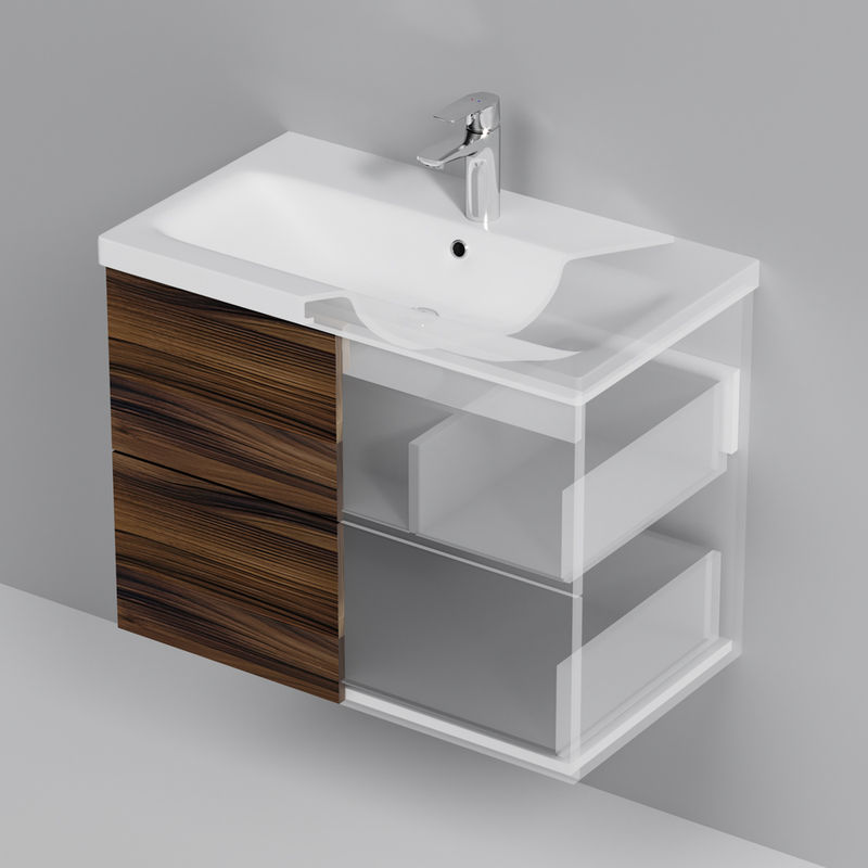 Тумба под раковину AM.PM GEM 75 см подвесная 2 ящика (push-to-open) / M90FHX0752HF орех