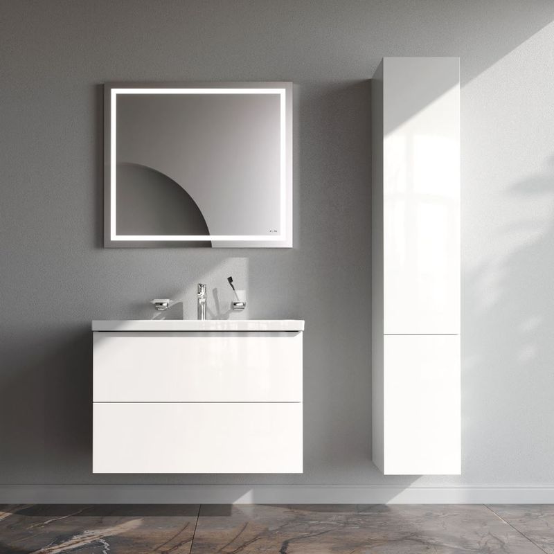 Тумба под раковину AM.PM GEM 80 см подвесная 2 ящика (push-to-open) / M90FHX0802WG белый глянец