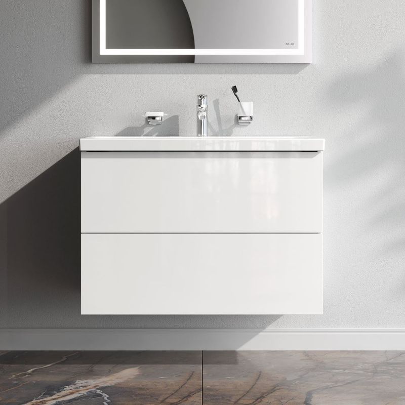 Тумба под раковину AM.PM GEM 80 см подвесная 2 ящика (push-to-open) / M90FHX0802WG белый глянец