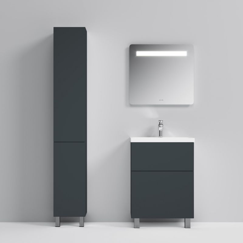 Тумба под раковину AM.PM GEM 60 см напольная 2 ящика (push-to-open) / M90FSX06022GM32 графит матовый