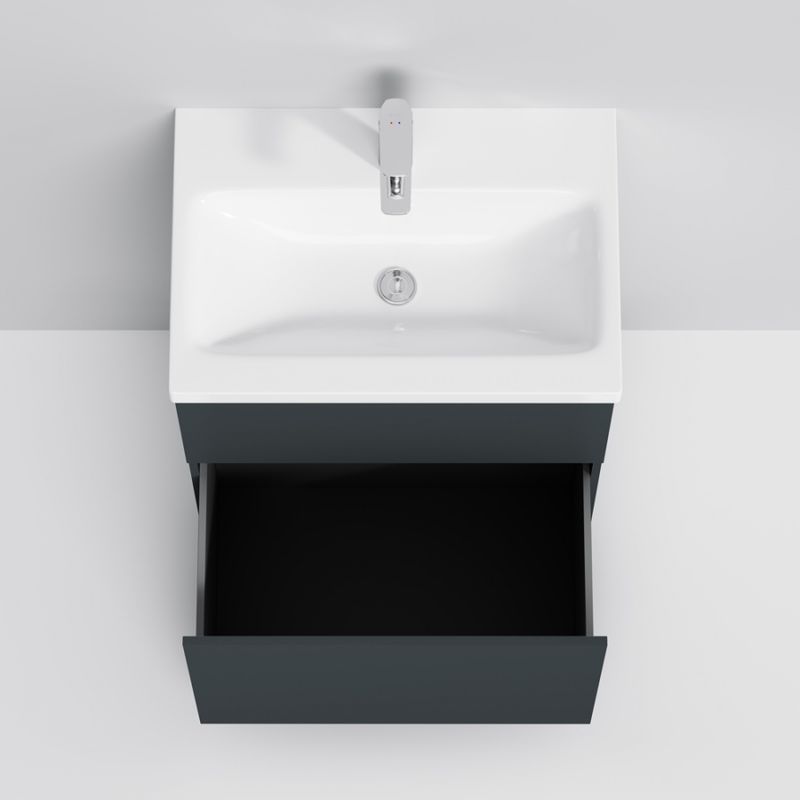 Тумба под раковину AM.PM GEM 60 см напольная 2 ящика (push-to-open) / M90FSX06022GM32 графит матовый