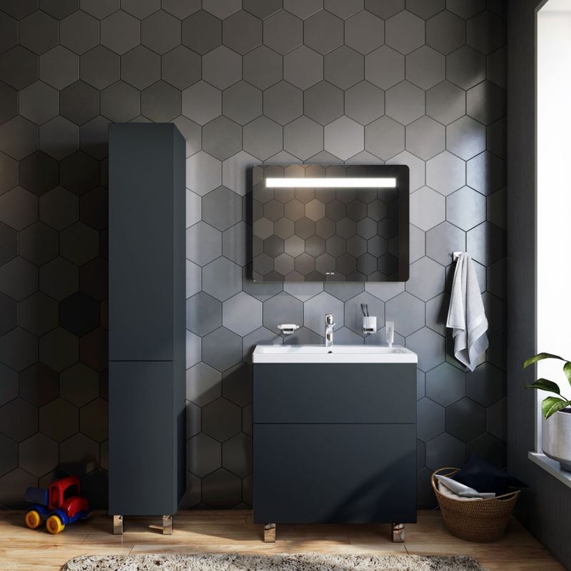 Тумба под раковину AM.PM GEM 60 см напольная 2 ящика (push-to-open) / M90FSX06022GM32 графит матовый