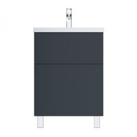 Тумба под раковину AM.PM GEM 60 см напольная 2 ящика (push-to-open) / M90FSX06022GM32 графит матовый — 2