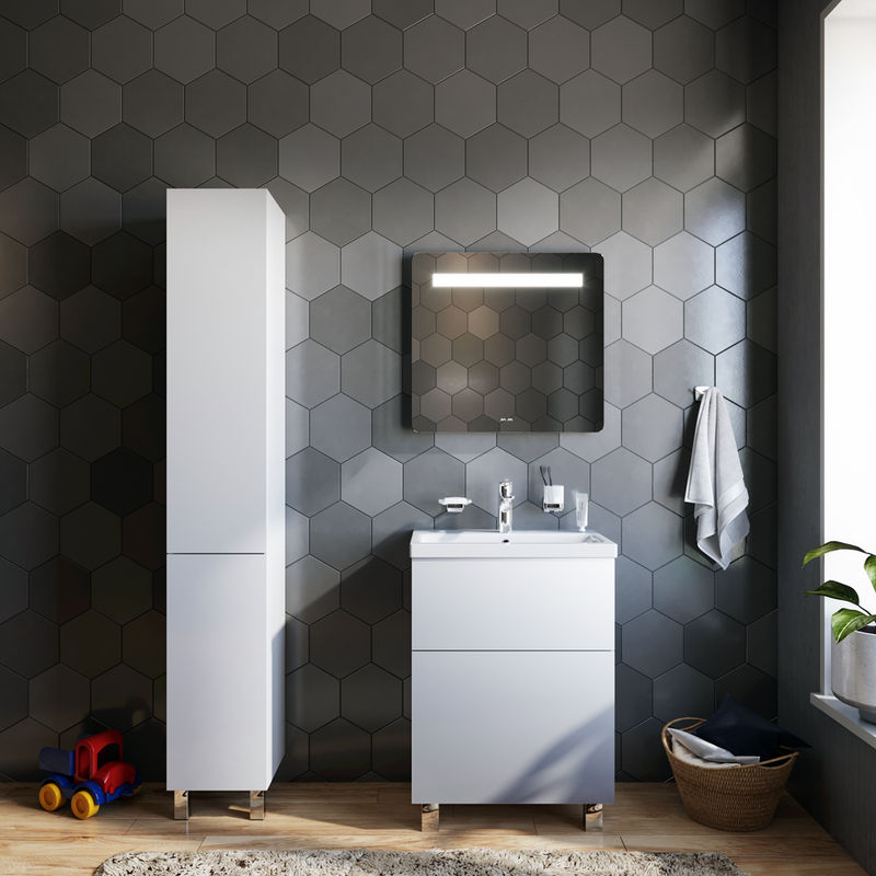 Тумба под раковину AM.PM GEM 60 см напольная 2 ящика (push-to-open) / M90FSX06022WG32 белый глянец