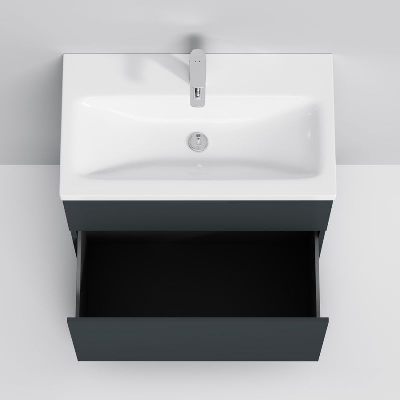 Тумба под раковину AM.PM GEM 75 см напольная 2 ящика (push-to-open) / M90FSX07522GM32 графит матовый