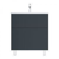 Тумба под раковину AM.PM GEM 75 см напольная 2 ящика (push-to-open) / M90FSX07522GM32 графит матовый — 2