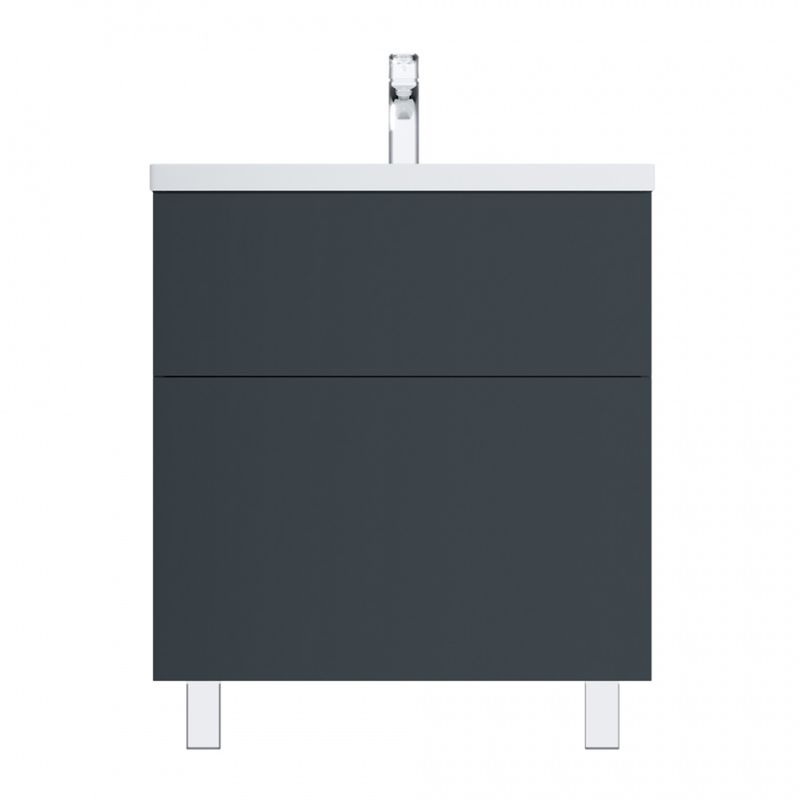 Тумба под раковину AM.PM GEM 75 см напольная 2 ящика (push-to-open) / M90FSX07522GM32 графит матовый