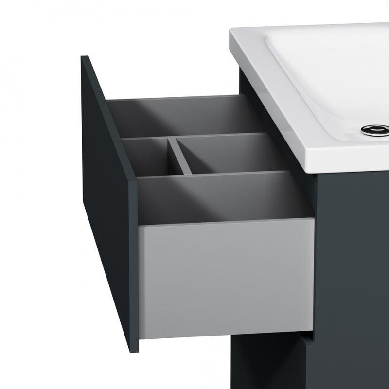 Тумба под раковину AM.PM GEM 75 см напольная 2 ящика (push-to-open) / M90FSX07522GM32 графит матовый