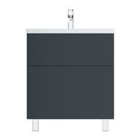 Тумба под раковину AM.PM GEM 75 см напольная 2 ящика (push-to-open) / M90FSX07522GM32 графит матовый — 1