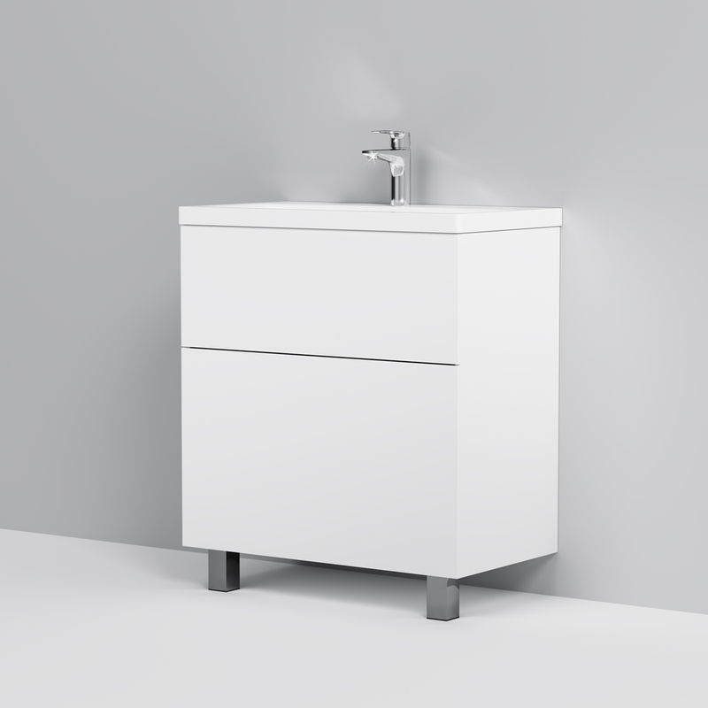 Тумба под раковину AM.PM GEM 75 см напольная 2 ящика (push-to-open) / M90FSX07522WG32 белый глянец